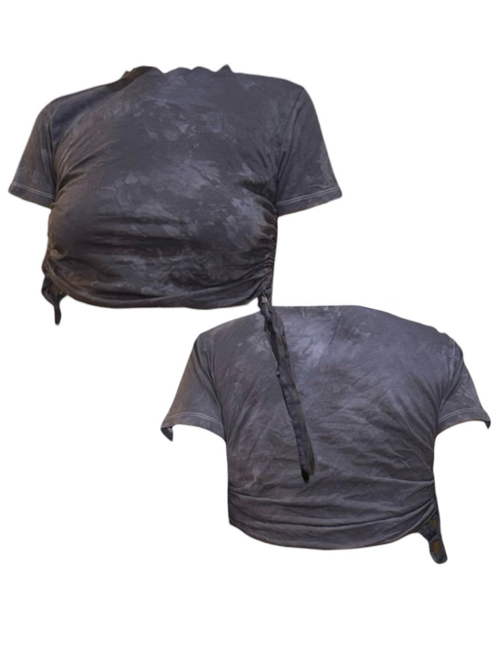 Bleached Charcoal Ruched Crop Top